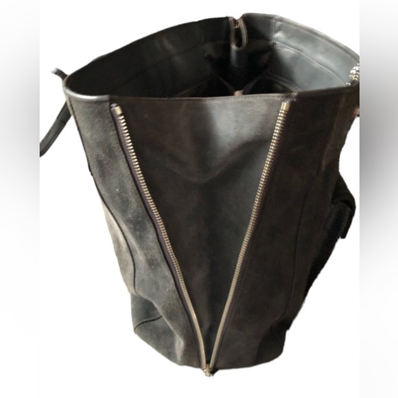 COACH Grey Large Carryall Suede Leather Tote Large Expandable Zipper Snakeskin - Picture 14 of 15